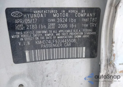 2018 Hyundai Elantra Se z USA, uszkodzony, nr VIN KMHD74LF9JU445508